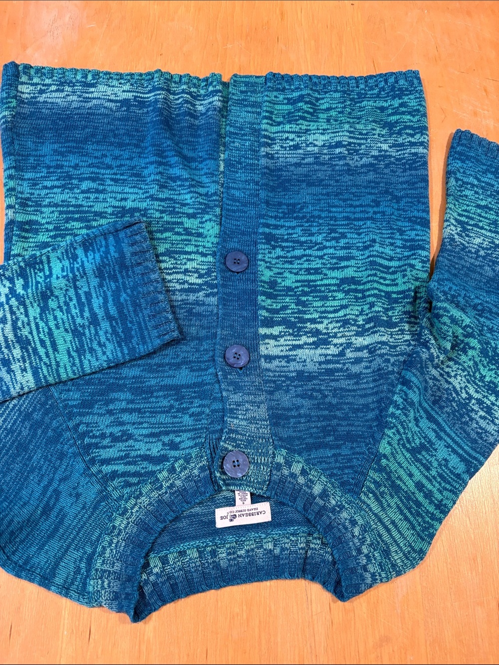 Caribbean Joe ~ Blue Green Ombre Button-Up Cardigan